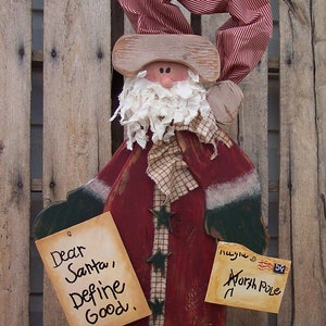 Primitive Santa Clause DIY Digital Wood Craft Pattern - Dear Santa, Define Good.