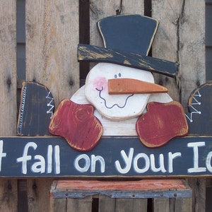 Don&#39;t Fall on Your Ice Snowman Wood Craft Pattern for Winter