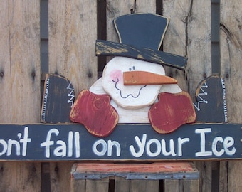 Don&#39;t Fall on Your Ice Snowman Wood Craft Pattern for Winter