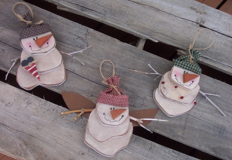 Snowman Christmas Ornaments Wood Craft Pattern for Winter and Christmas image 1