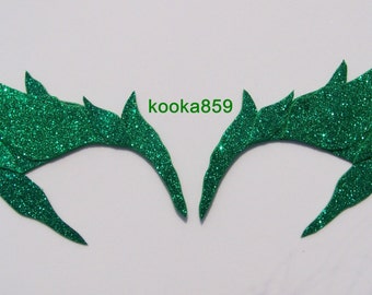 Green Leaf Eyebrows Extreme Glitter eye mask costume cosplay Elf - Fairy - Comic Con - Halloween - Mardi Gras - Gold