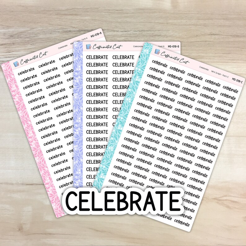 Celebrate - Mini Script Planner Stickers [ MS-018 ] - Etsy
