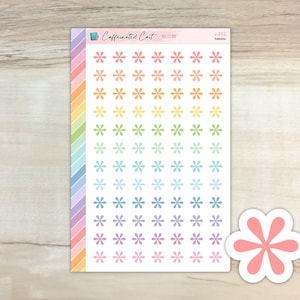 May include: A sheet of rainbow colored star stickers. The stickers are arranged in rows of 7 stars each. The sheet is labeled "Caffeinated Cat" and "I-012 Asterisks".