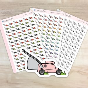 Lawn Mower Doodle Icon Stickers