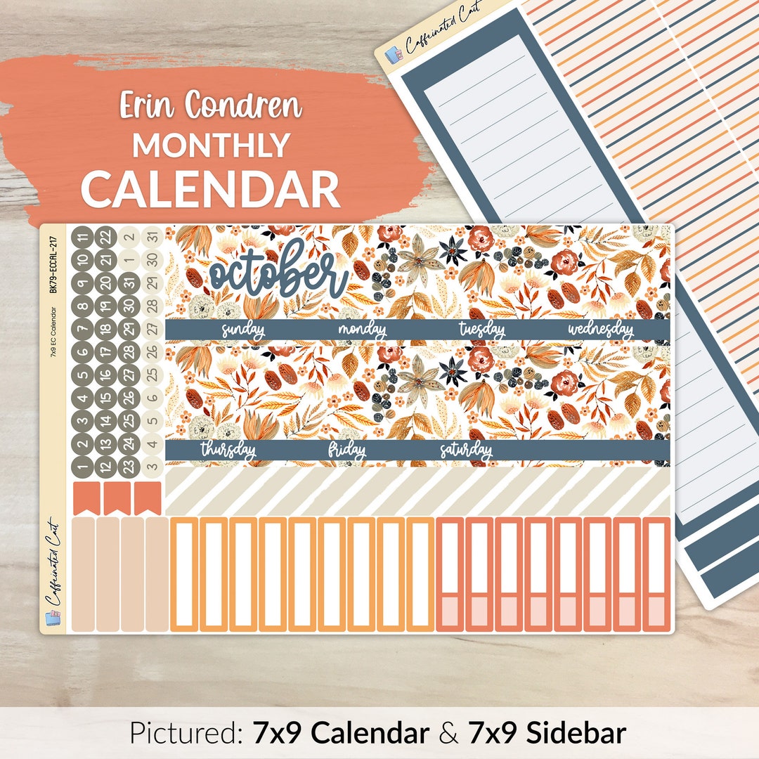 Calendar Kit for ERIN CONDREN Planners - Amber & Rust [ MK-217 ] - Etsy