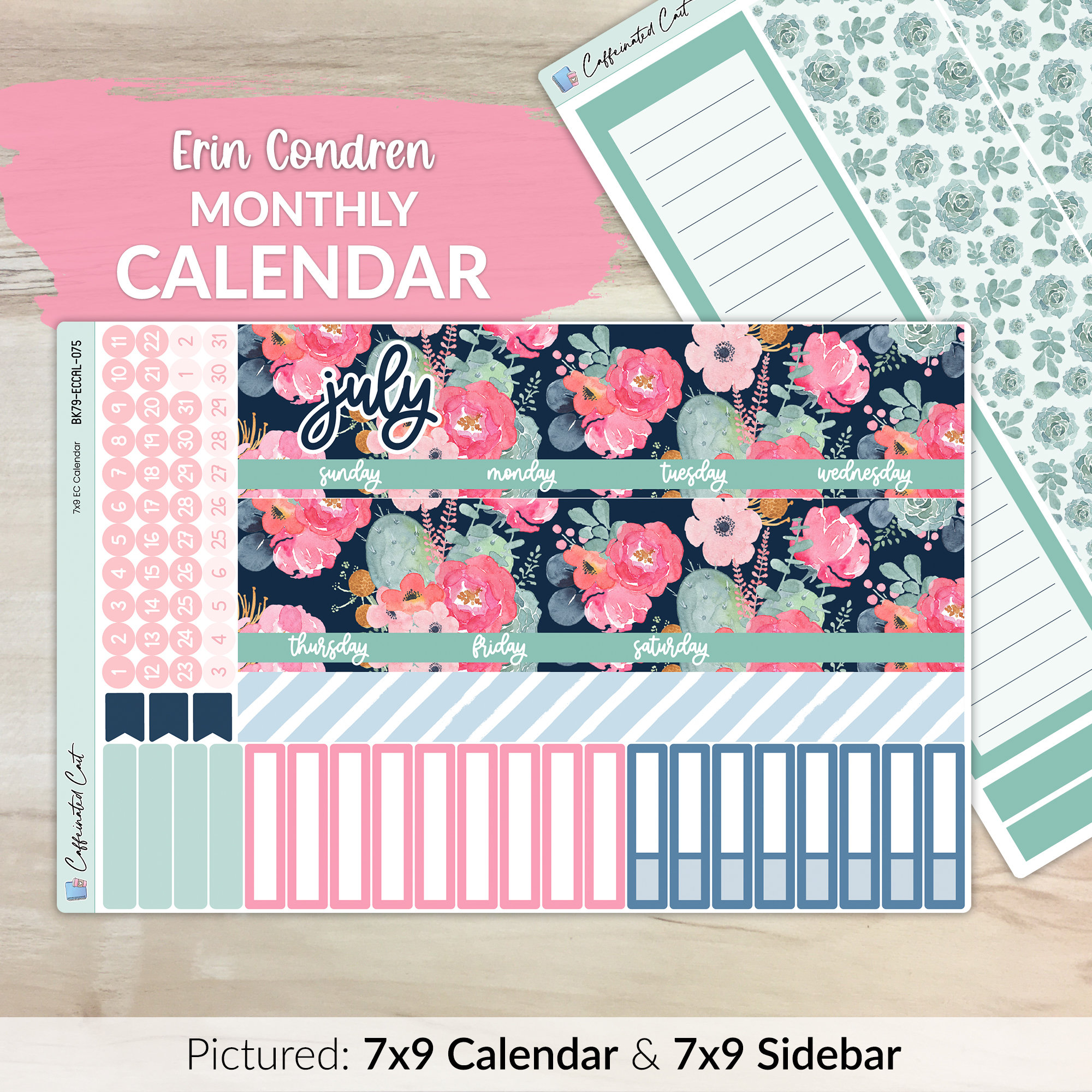 Calendar Kit for ERIN CONDREN Planners Sweet Succulent MK-075 - Etsy