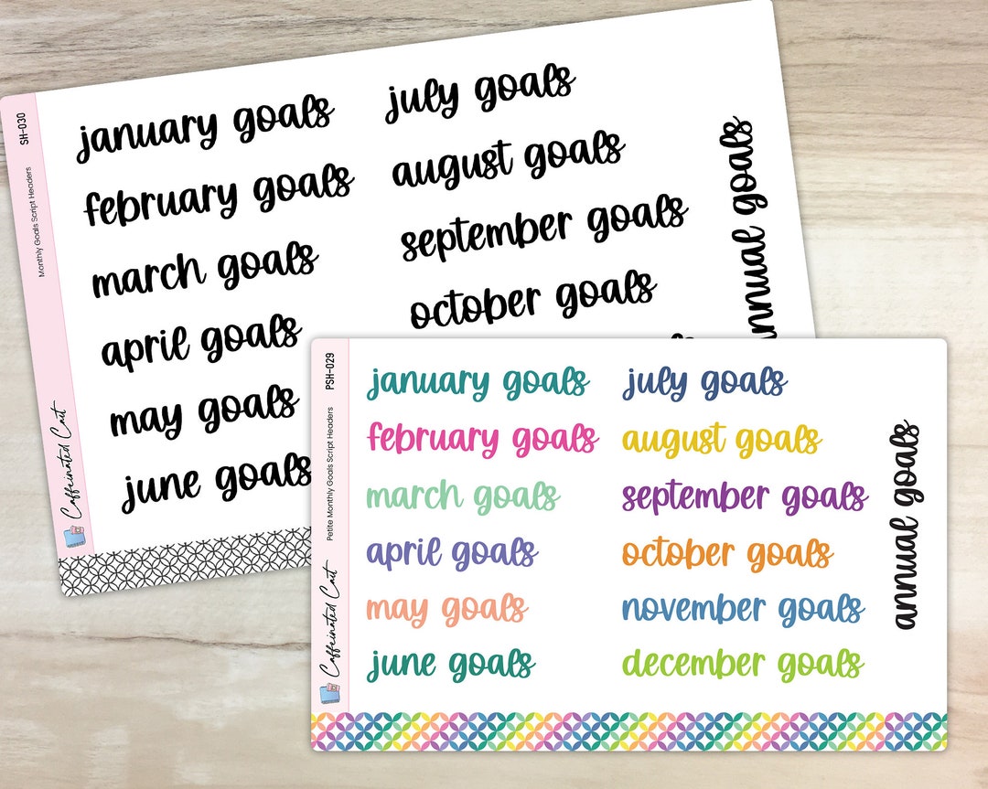 May Goals Header Monthly Goals Script Header Stickers - Font C - Etsy