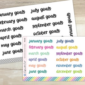 Monthly Goals Script Header Stickers - Font C
