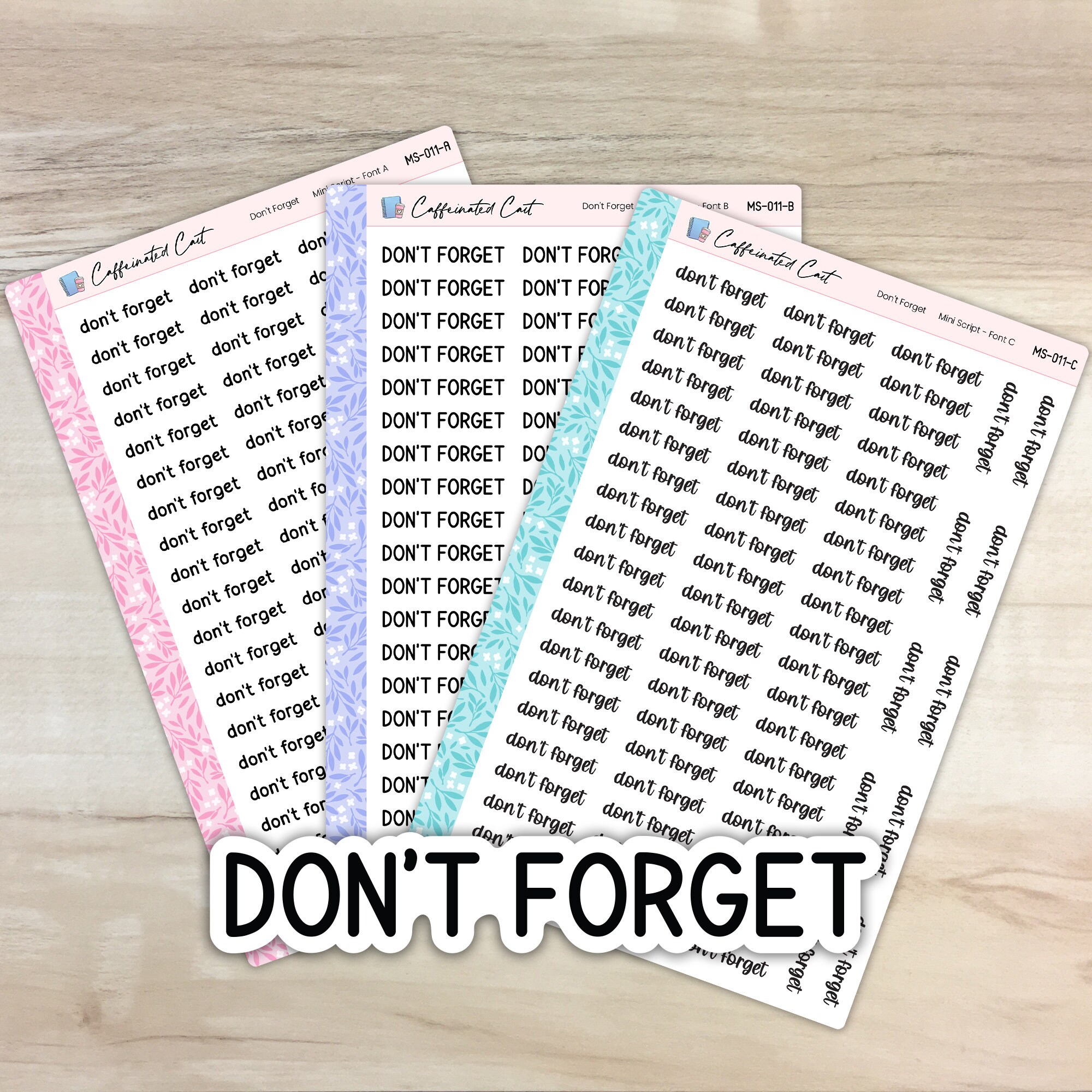 Don't Forget - Mini Script Planner Stickers [ MS-011 ] - Etsy