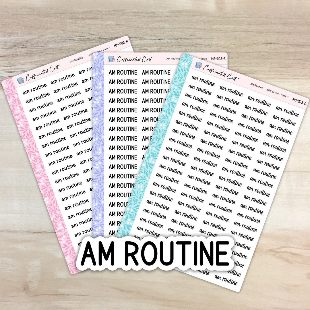 AM Routine - Mini Script Planner Stickers [ MS-003 ] - Etsy