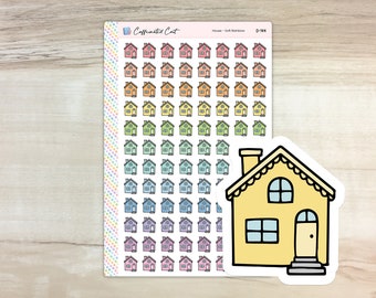 House Doodle Icon Stickers - Soft Rainbow Colorway [ D-144 ]