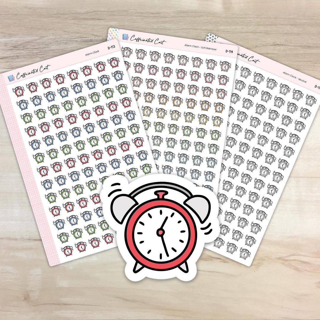 Alarm Clock Doodle Icon Stickers - Etsy