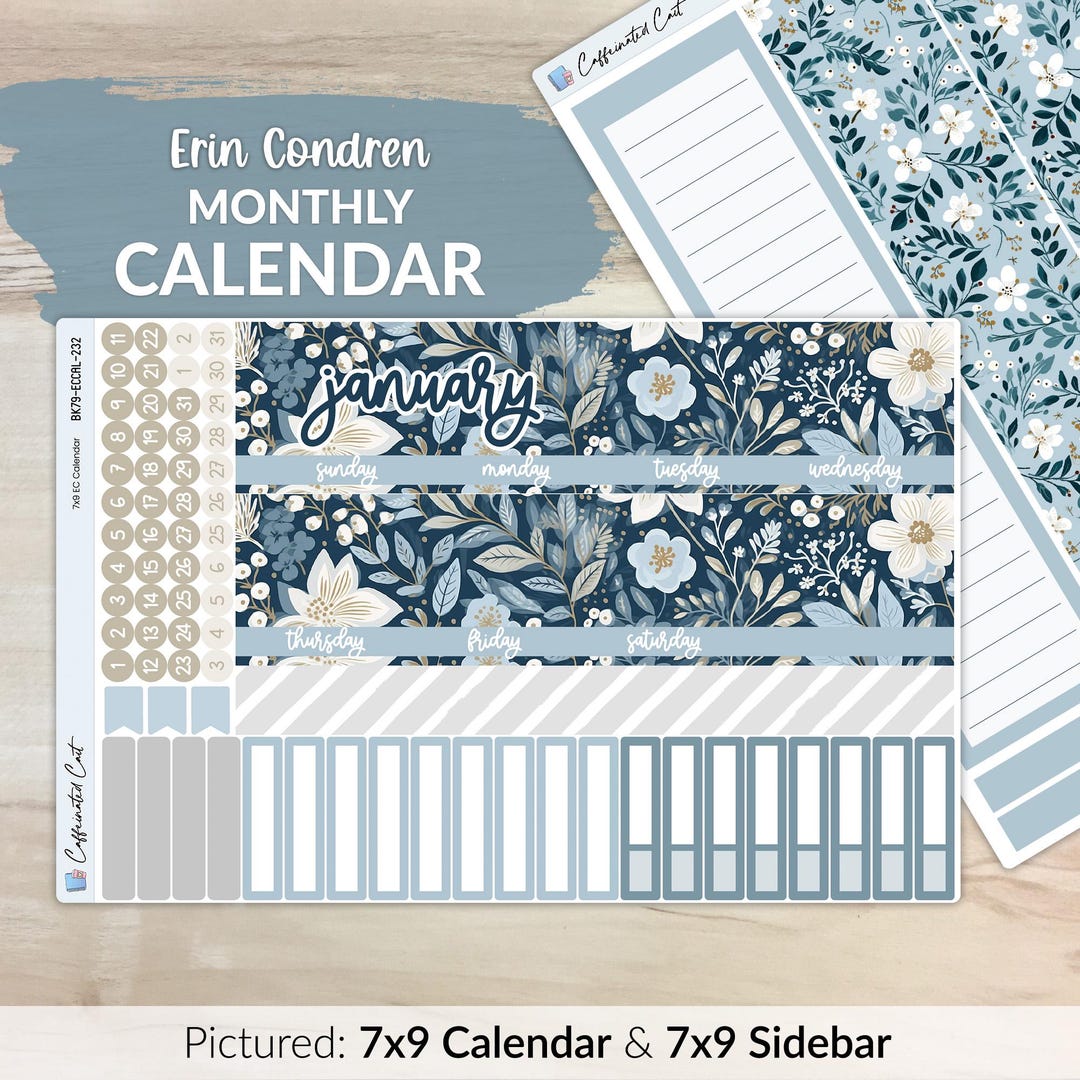 Calendar Kit for ERIN CONDREN Planners - Winter Blues [ MK-232 ] - Etsy