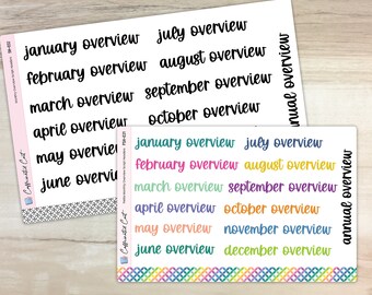 Monthly Overview Script Header Stickers - Font C