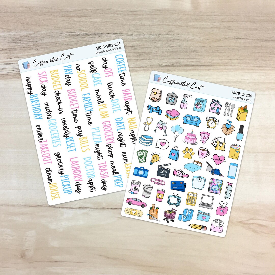 Doodle Icons and Scripts - Preppy Floral [ WK-234 ] - Etsy