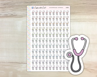 Doctor/Stethoscope Doodle Icon Stickers - Soft Rainbow Colorway [ D-072 ]