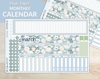 Calendar Kit for PLUM PAPER Planners - Blue Roses [ MK-036 ]