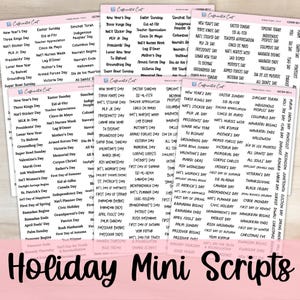 Holidays - Mini Script Planner Stickers [ MS-801 ]