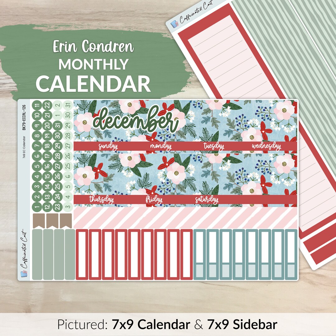 Calendar Kit for ERIN CONDREN Planners - Holly Jolly [ MK-126 ] - Etsy
