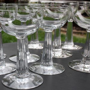 10 VINTAGE STEMWARE COUPE 5 Large 5 Small Champagne Sherbet Libbey Sorbet Crystal Glass Glasses Pillar Columns Barware Flapper Cup Wine Bar