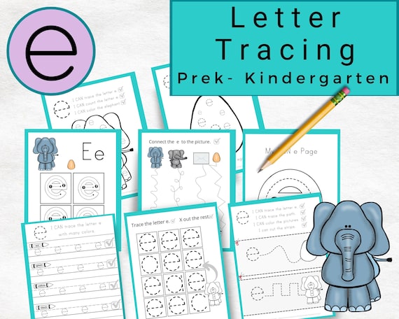 Preschool Worksheets Tracing Letter E Worksheets Alphabet - Etsy