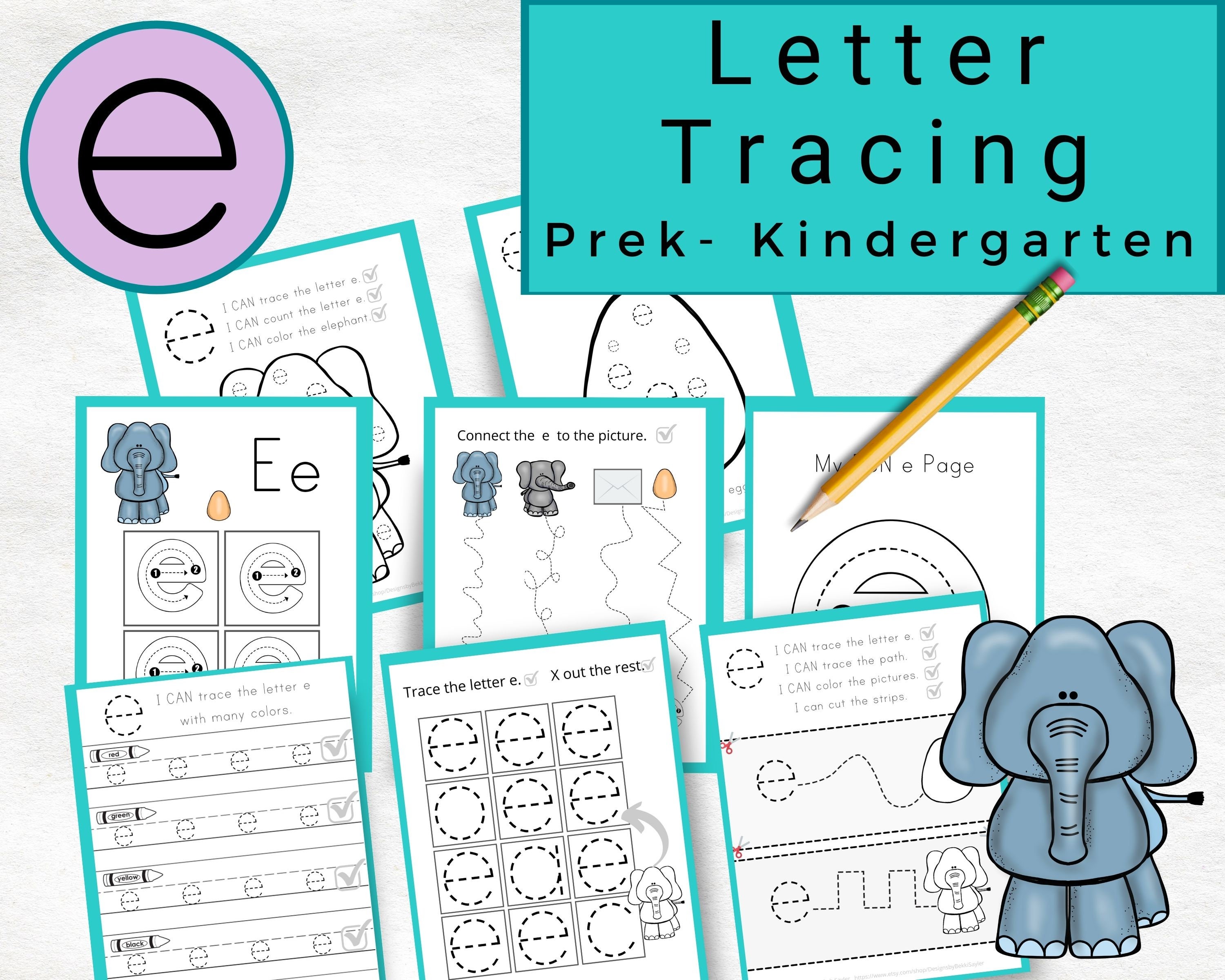 preschool worksheets tracing letter e worksheets alphabet etsy