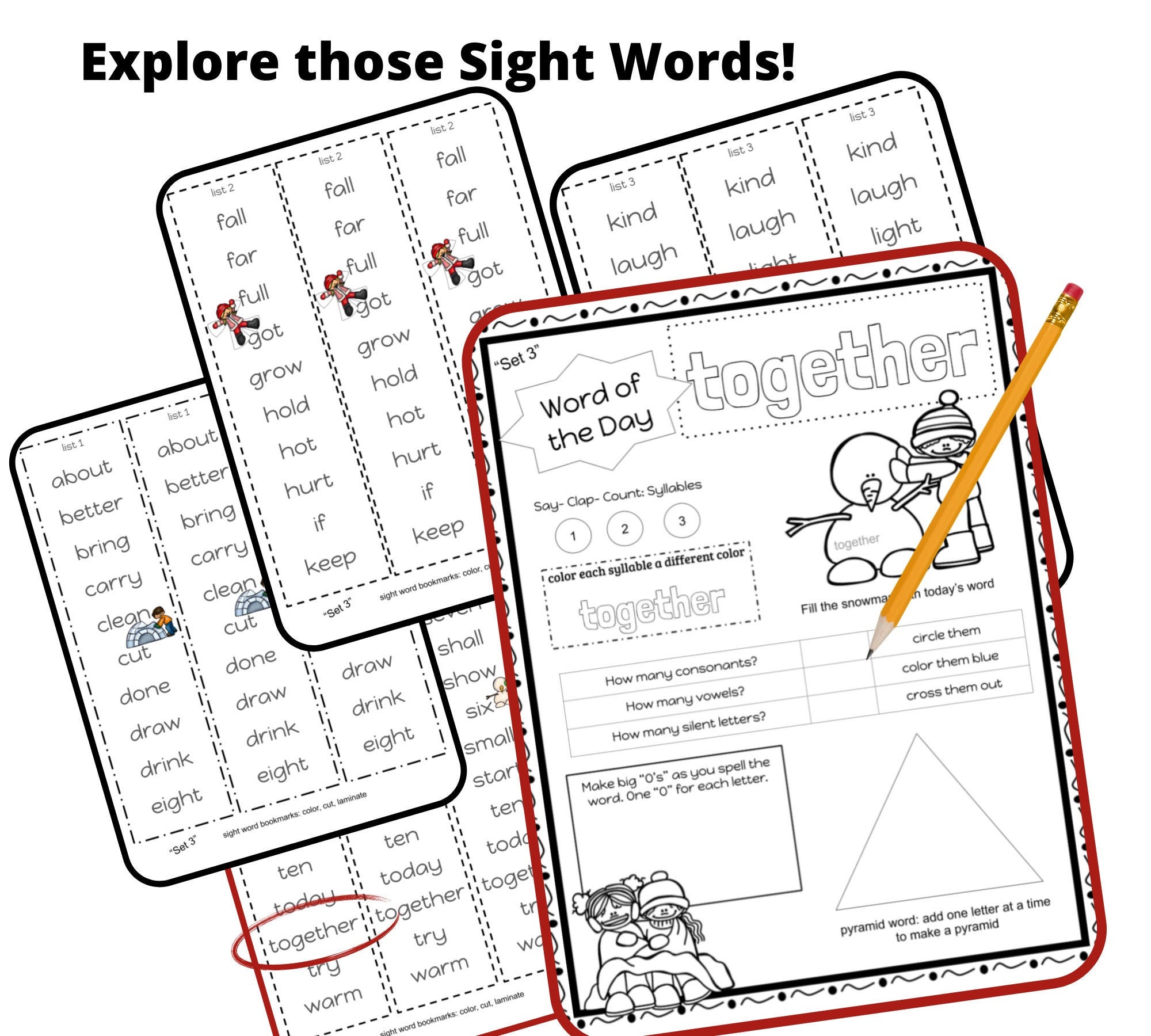 kindergarten sight words worksheets spelling printable etsy