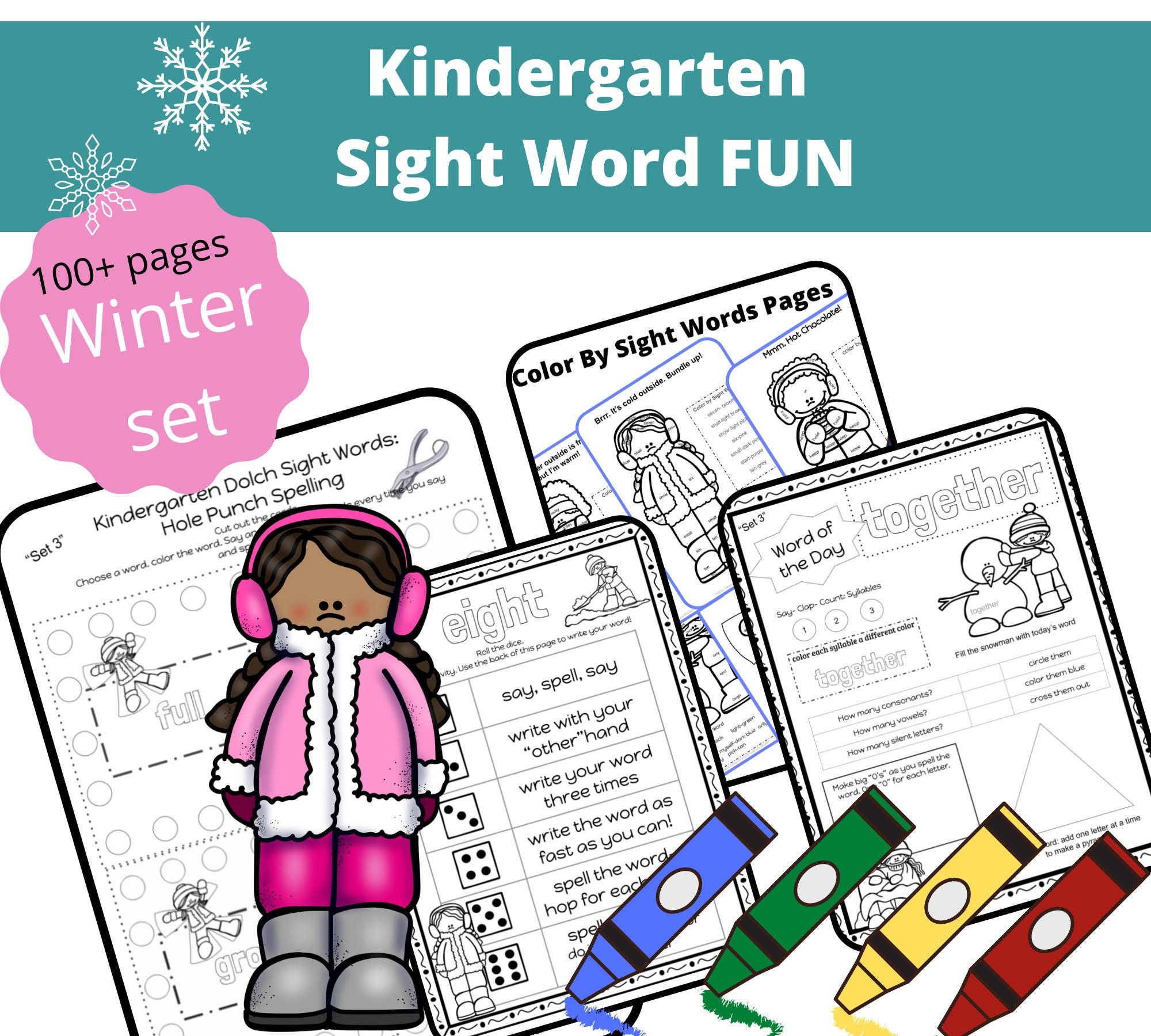 Kindergarten Sight Words Worksheets Spelling Printable First | Etsy