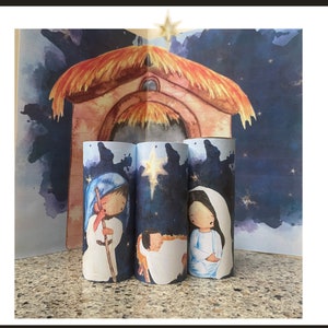Attività con rotoli di carta igienica, creazioni con la carta per presepi per bambini, presepe fai-da-te, creazioni dell'Avvento per bambini