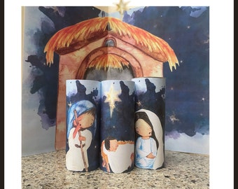 Toilet Paper Roll Activities, Nativity Paper Craft for Toddlers, DIY Nativity Scene, Advent Craft for Kids