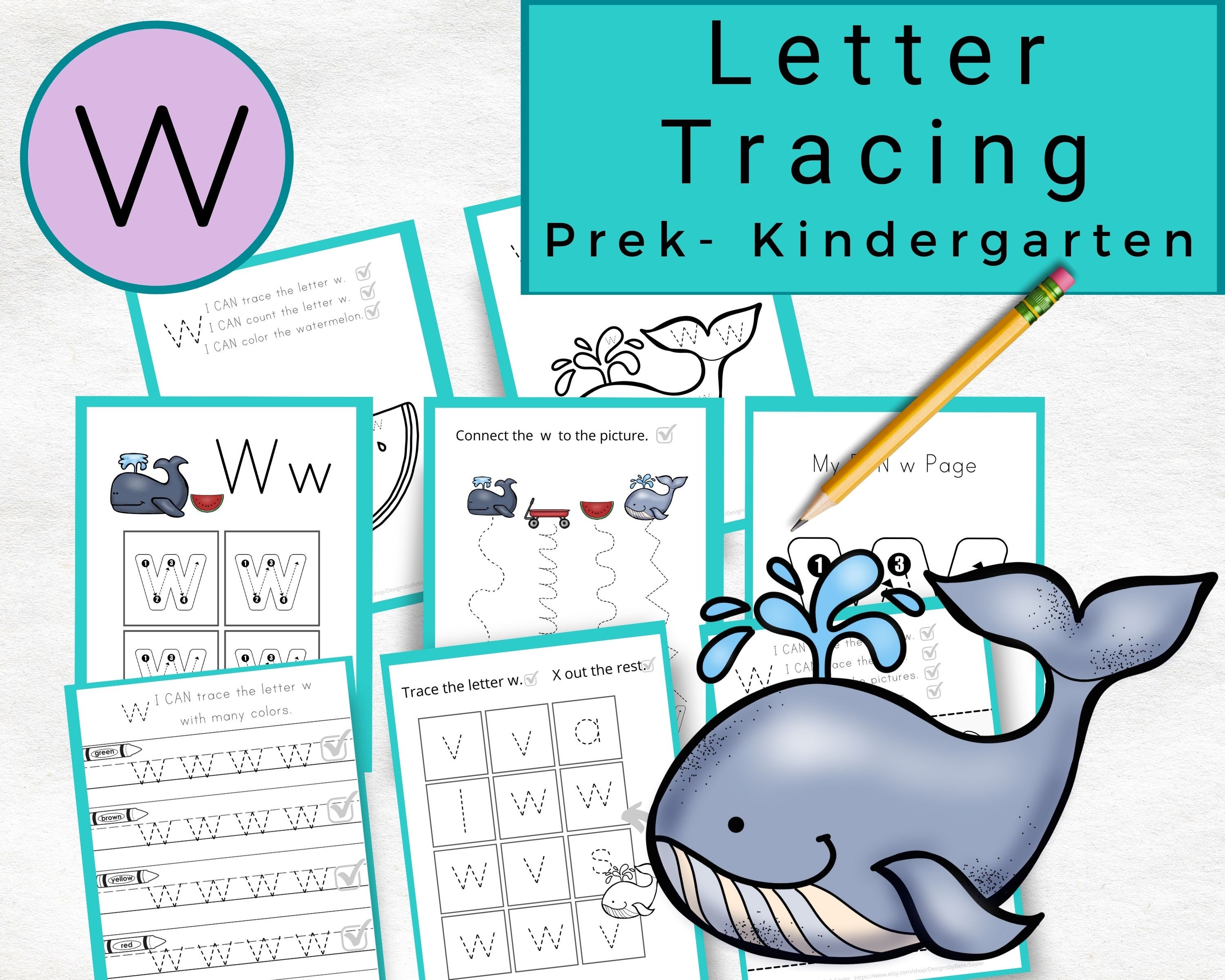 Preschool Tracing Pages Tracing Letter W Worksheets Tracing - Etsy