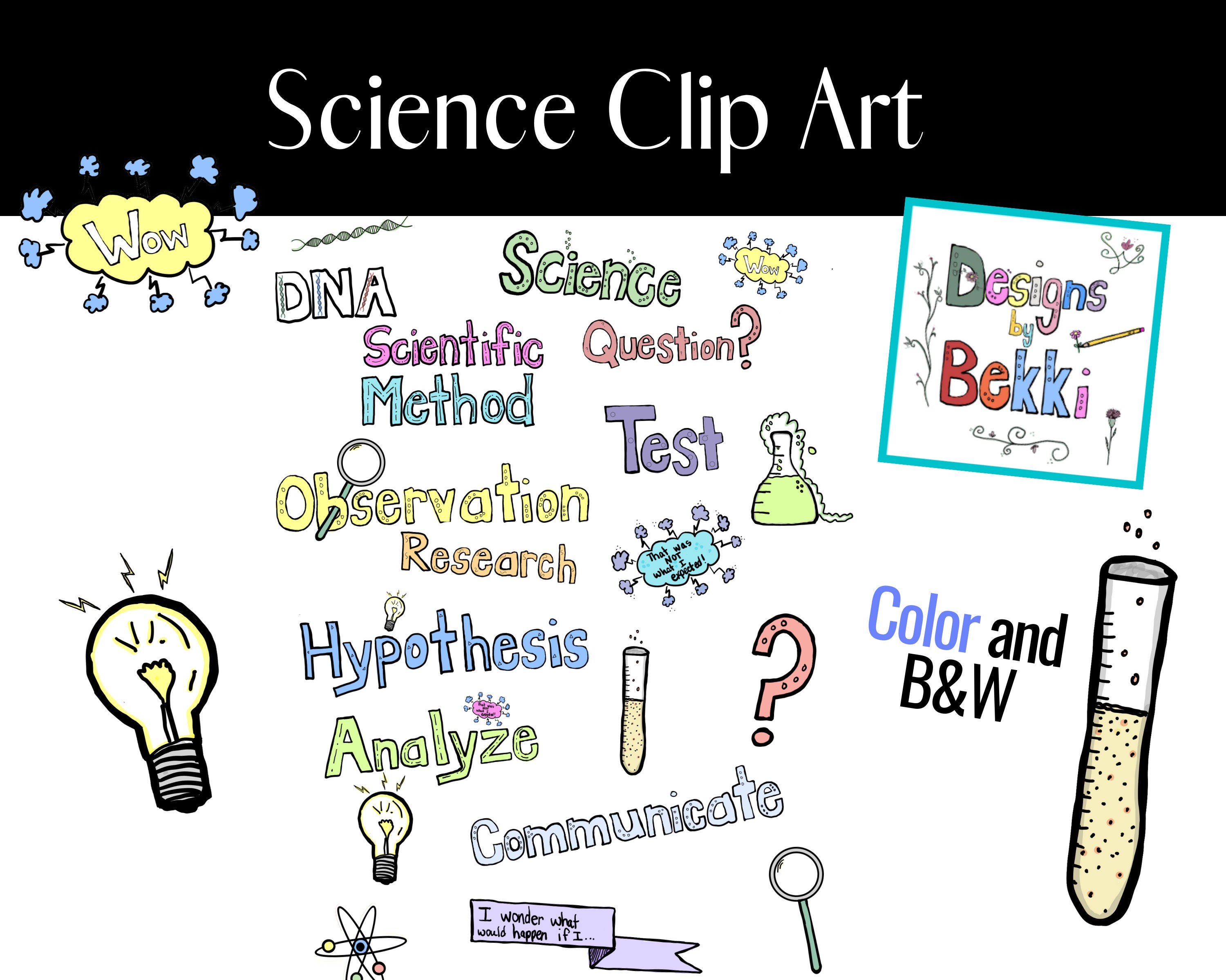 Cute Science Clip Art, Scientific Method Images, Science Word Clip Art