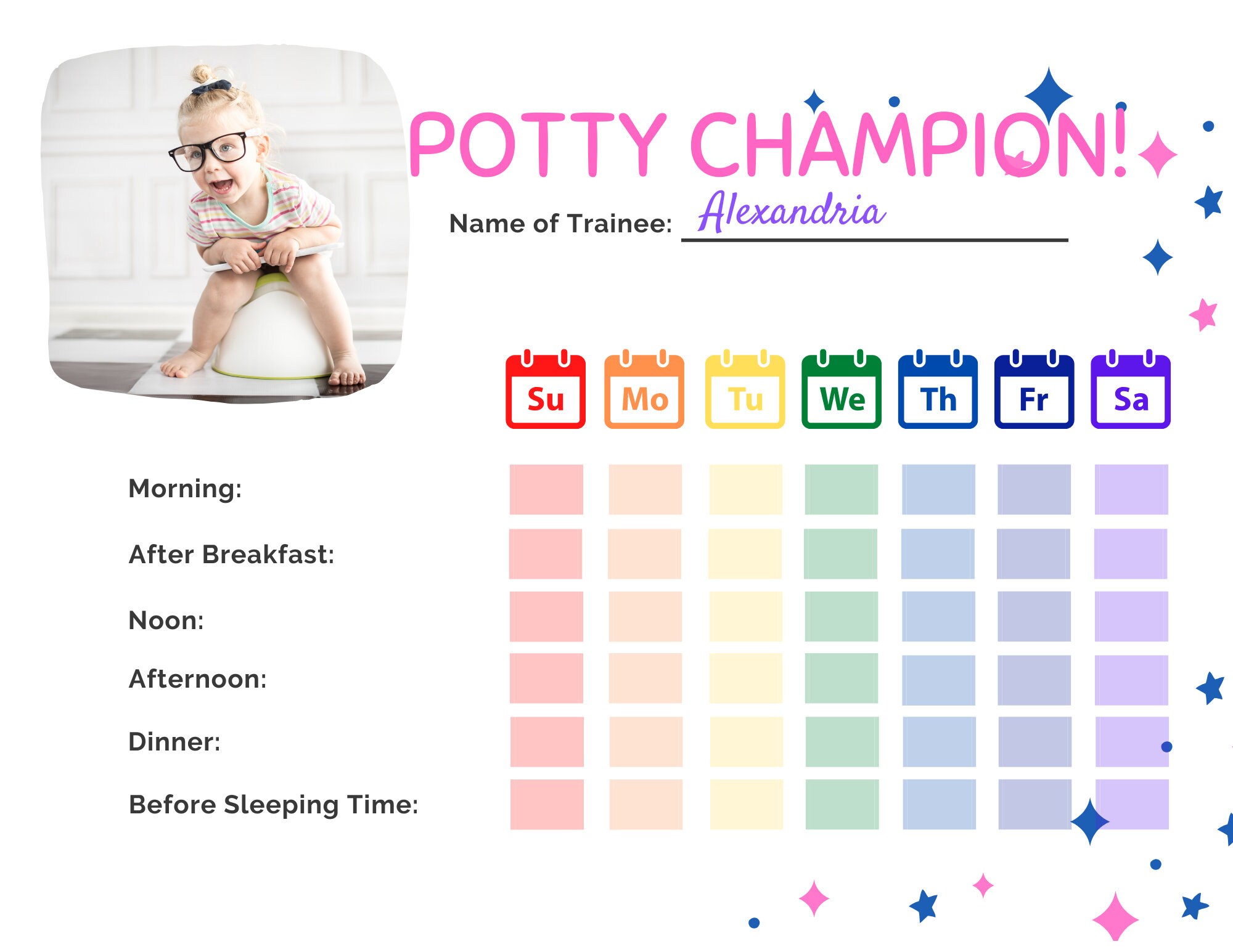Weekly Calendar for Kids Template Editable in Canva Create - Etsy
