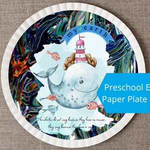 Preschool Whale Craft, Earth Day Craft for Kids, Paper Plate Craft Ideas, Ocean Craft
