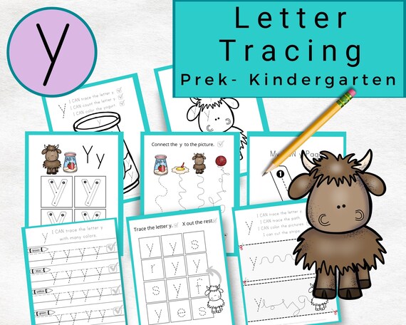 preschool tracing pages tracing letter y worksheets tracing etsy