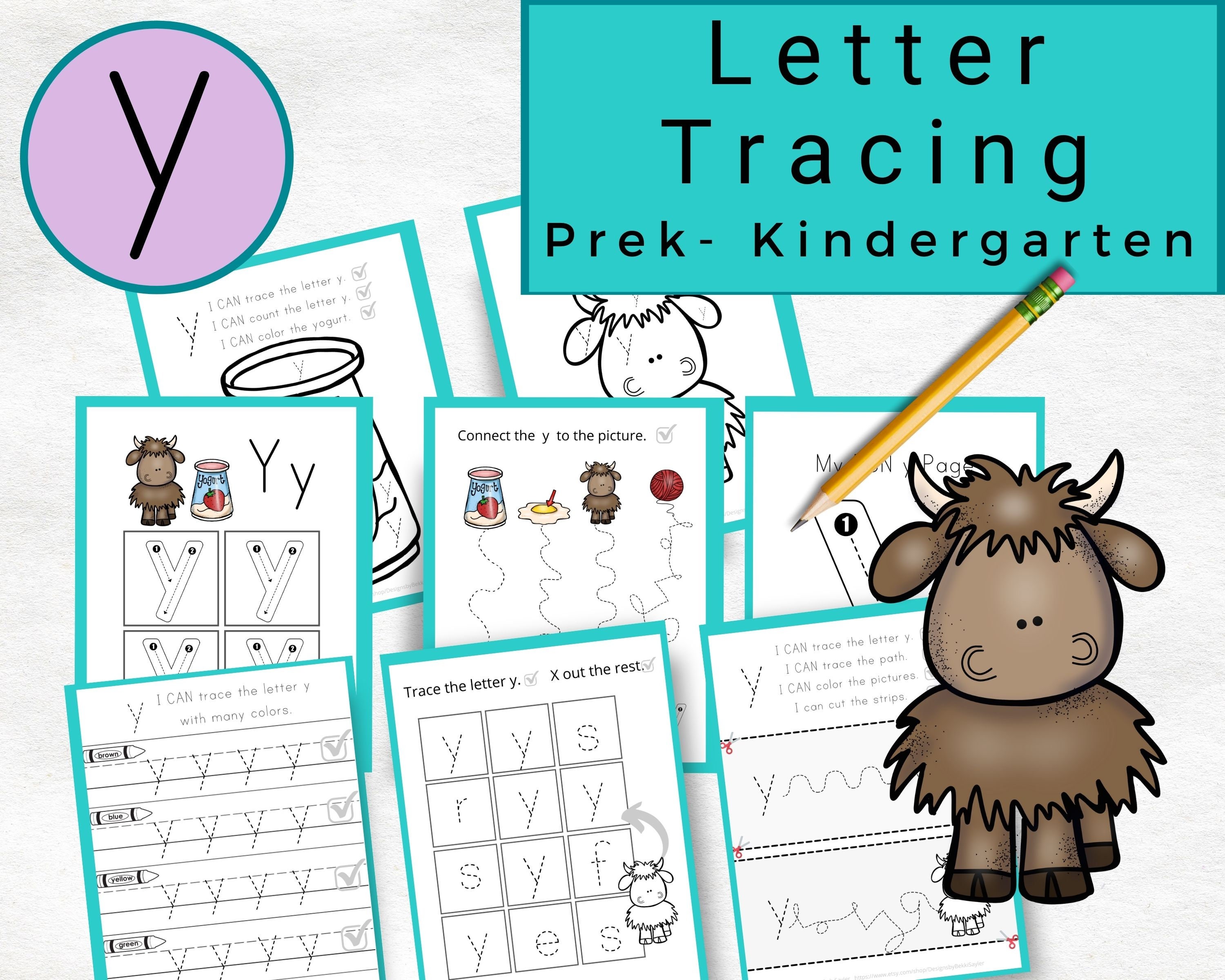 preschool tracing pages tracing letter y worksheets tracing etsy