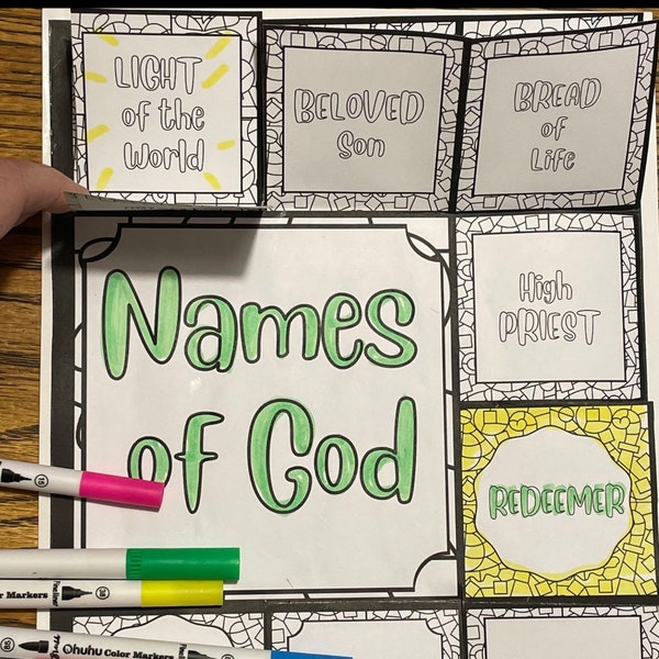 Names of God Printable, Bible Coloring, Prayer Coloring, Bible Study for Kids