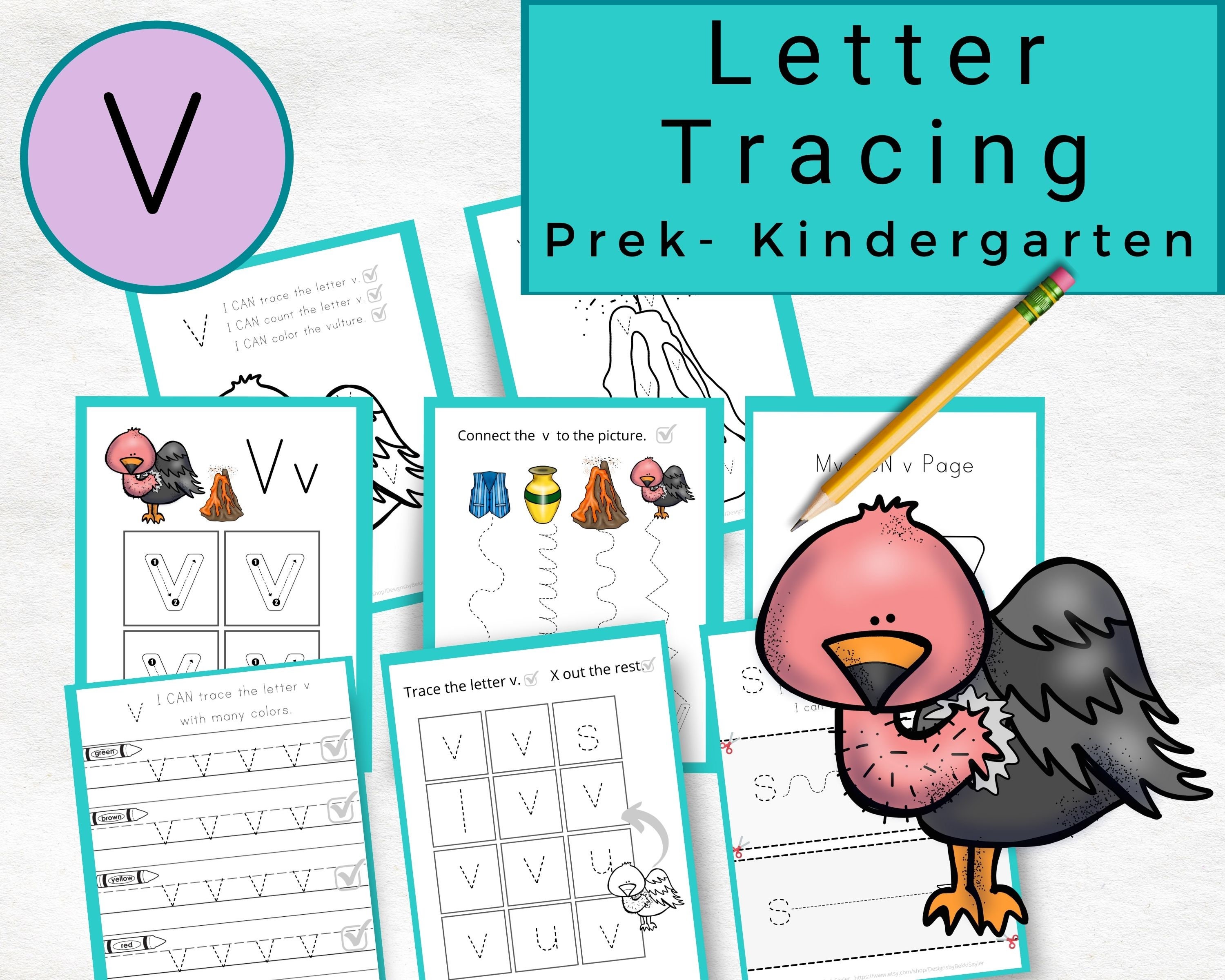 preschool tracing pages tracing letter v worksheets tracing etsy
