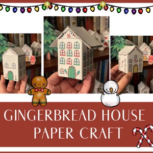 Lebkuchenhaus Papier Basteln, druckbarer Adventskalender, Lebkuchenhäuser, DIY Papier Weihnachtsdorf, Weihnachtsgeschenkboxen, Fun Craft