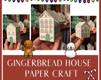 Gingerbread House Paper Craft, Printable Advent Calendar, Gingerbread Houses, DIY Paper Christmas Village, Christmas gift boxes, Fun Craft