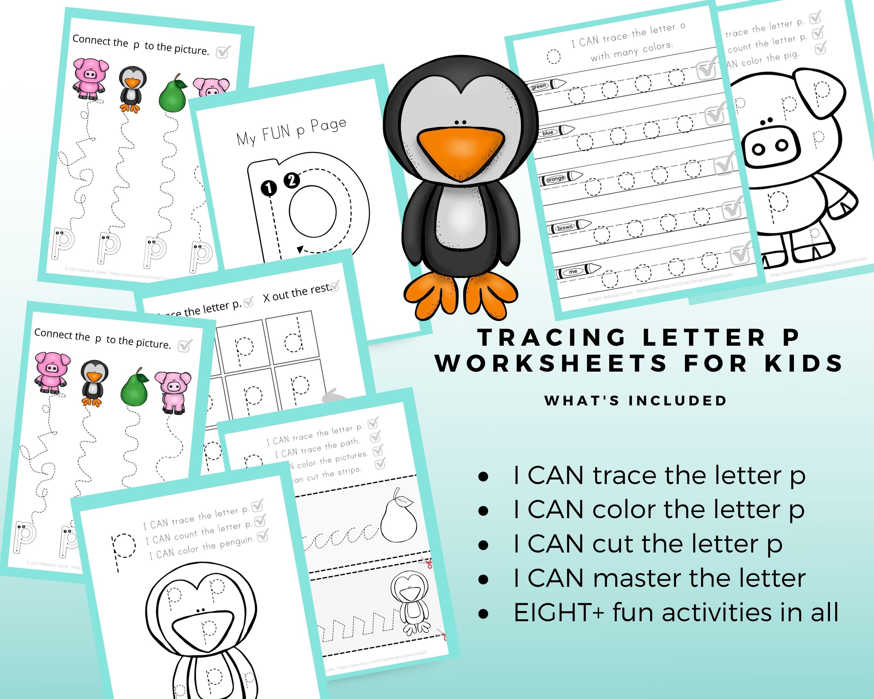 Tracing Letter p Worksheets Tracing Lowercase Letters | Etsy