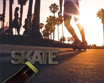 SKATE Bottle Opener (Magnet or Keychain Skater Craft Beer Cider Gift)