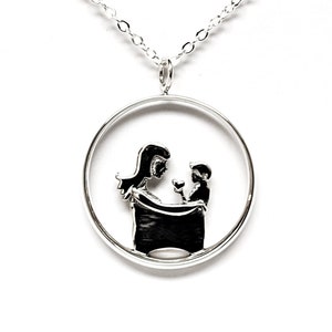 Mother and Son (v3) Pendant Necklace - Motherhood Collection                   (Birthday, Mother&#39;s Day, Christmas gift for mom, heart)