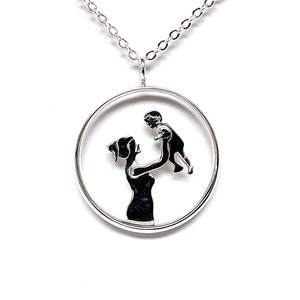 Mother and Son (v1) Pendant Necklace - Motherhood Collection                 (Silver, Brass, Birthday, Mother&#39;s Day, Christmas gift for mom)