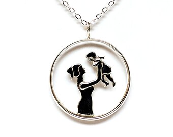 Mother & Daughter Pendant Necklace: Motherhood Gift