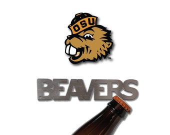 Beavers Bottle Opener: Stainless Steel Magnet Keychain - Oregon State University Gift