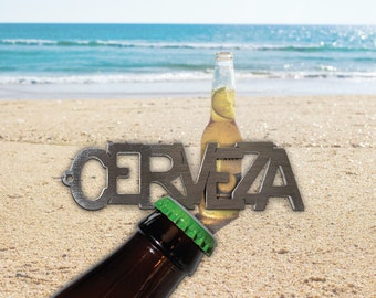 CERVEZA Bottle Opener Keychain (Craft Beer Cider)