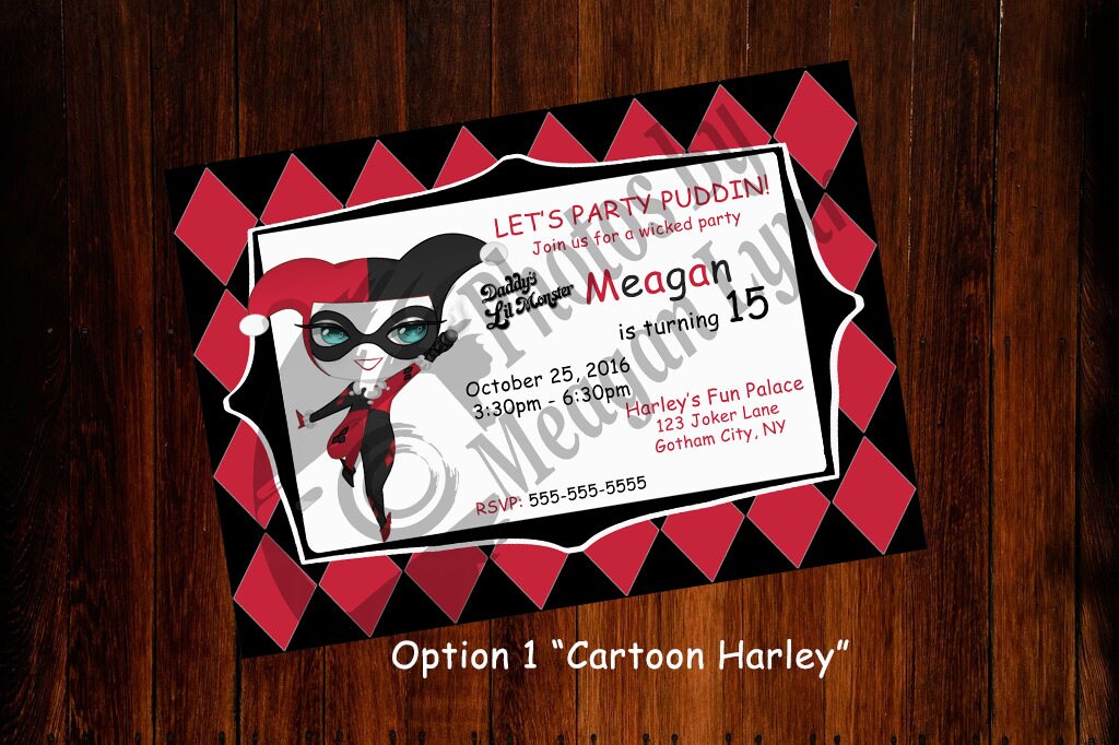 Harley Quinn Birthday Invitation Digital | Etsy