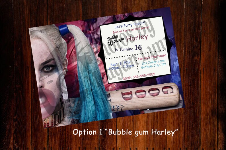 Harley Quinn Inspired Birthday Invitation Digital | Etsy