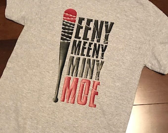 Unisex Men's & Women's The Walking Dead Negan T-Shirt - Eeny Meeny Miny Moe with Lucille Baseball Bat - Short Sleeve or Long Sleeve